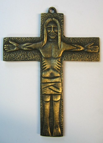 Krzyż mosiężny, oksydowany, wys. 9 cm