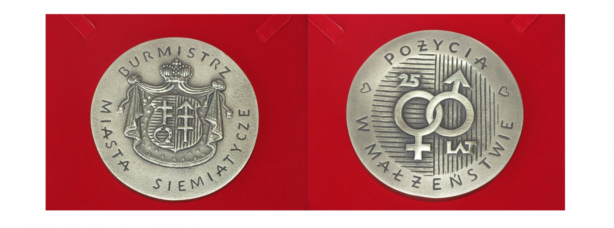 Medal okolicznościowy z okazji 25-lecia małżeństwa; średnia 97mm; brąz oksydowany